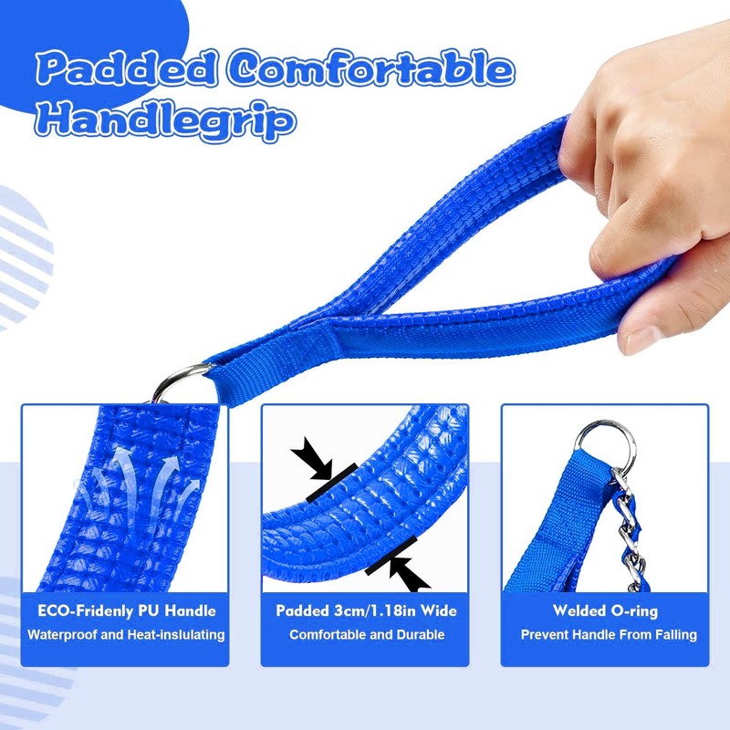 LUFFWELL Heavy Duty Metal Dog Chain Leash with Comfortable PU