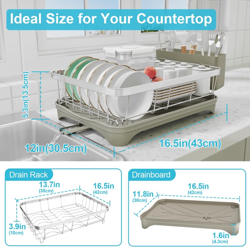 HOMEBOSILY Dish Drying Rack - 304 Stainless Steel Dish Rack,