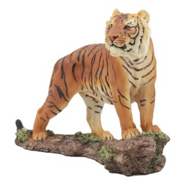 Ebros 7.25" Long Orange Bengal Tiger On Rock Statue Giant Cat Wild Animal Decorative Figurine