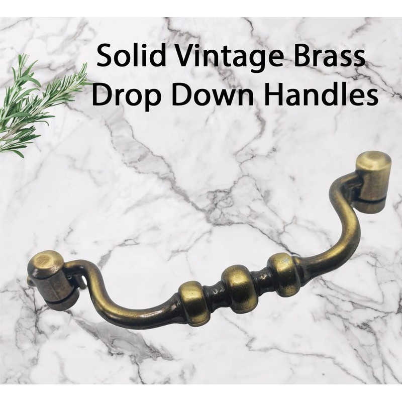 Universal Hardware Antique Brass Cabinet Handles Solid Vintage Drawer Pull