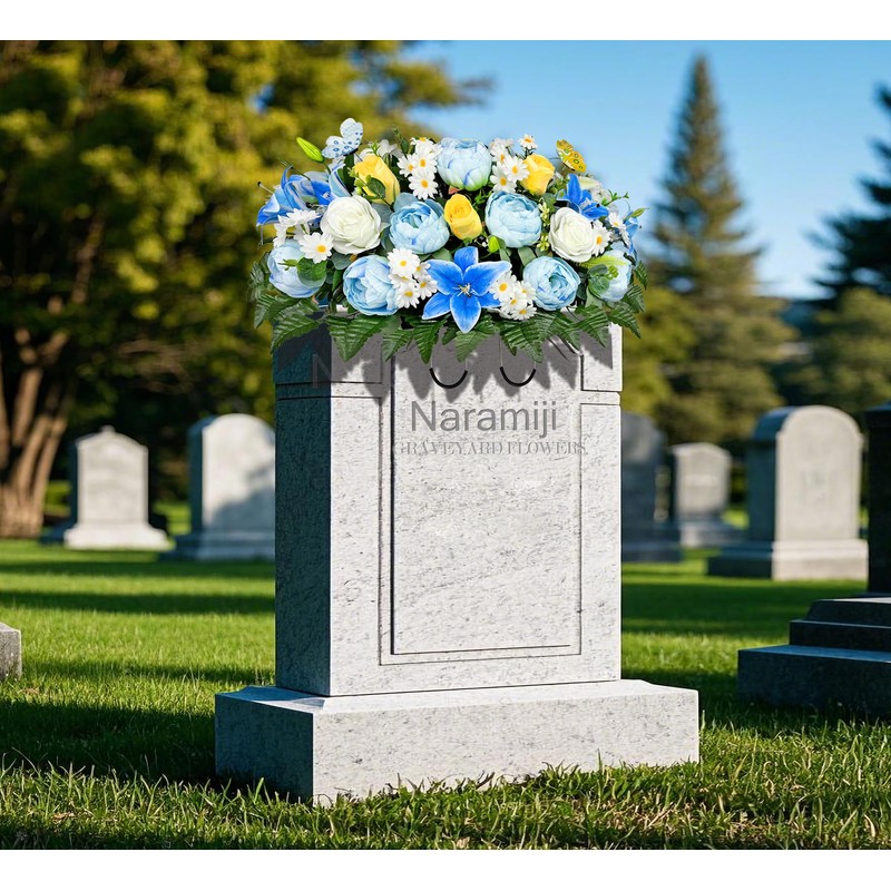 Naramiji Cemetery Flowers Saddle and Headstone Flower Saddle - Blue