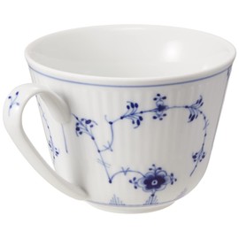Royal Copenhagen 1016756 Blue Fluted Plain Cup & Saucer, 8.5 fl oz (240 ml), Wedding Gift, Gift