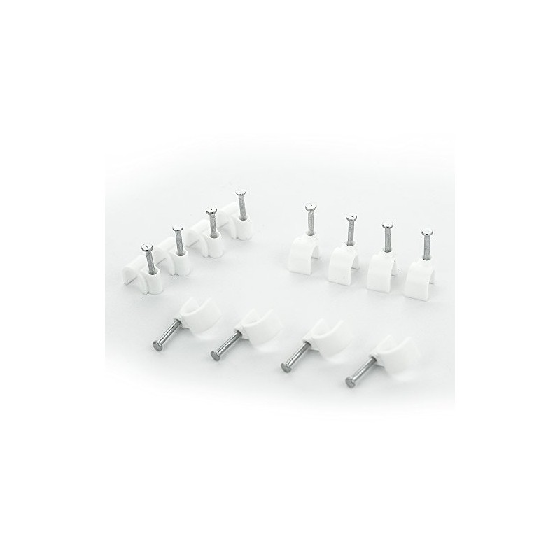 BG Electrical Round Cable Clips, Pack of 50, White, 8
