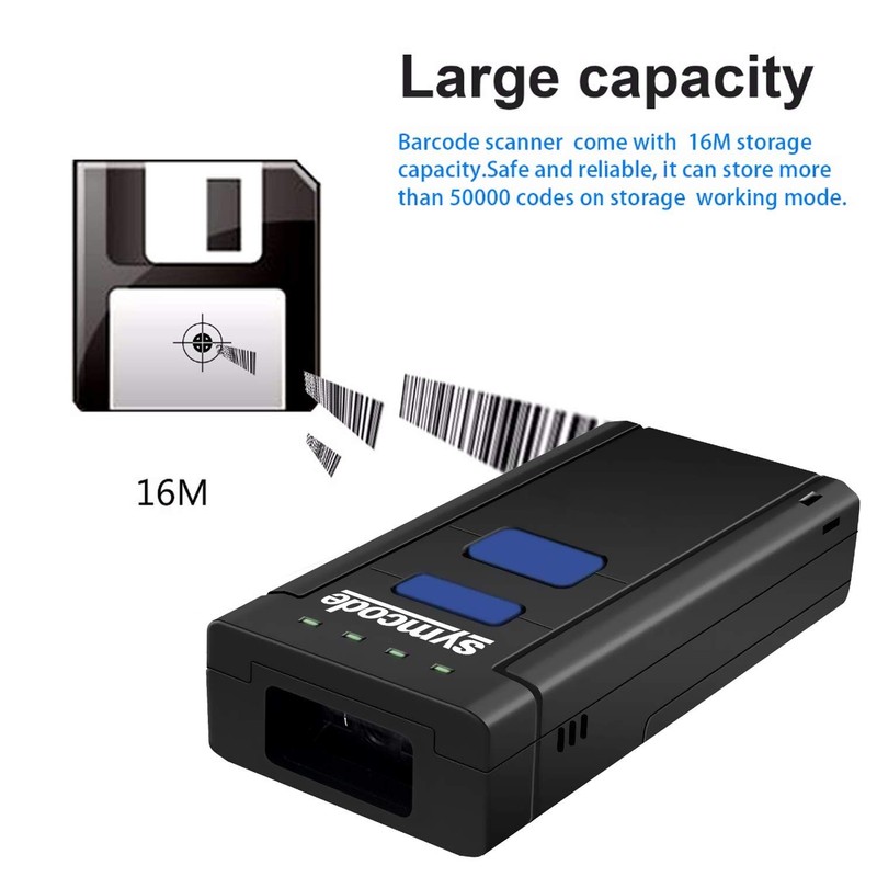 Symcode Bluetooth Barcode Scanner, 3-in-1 Bluetooth & USB Wired &