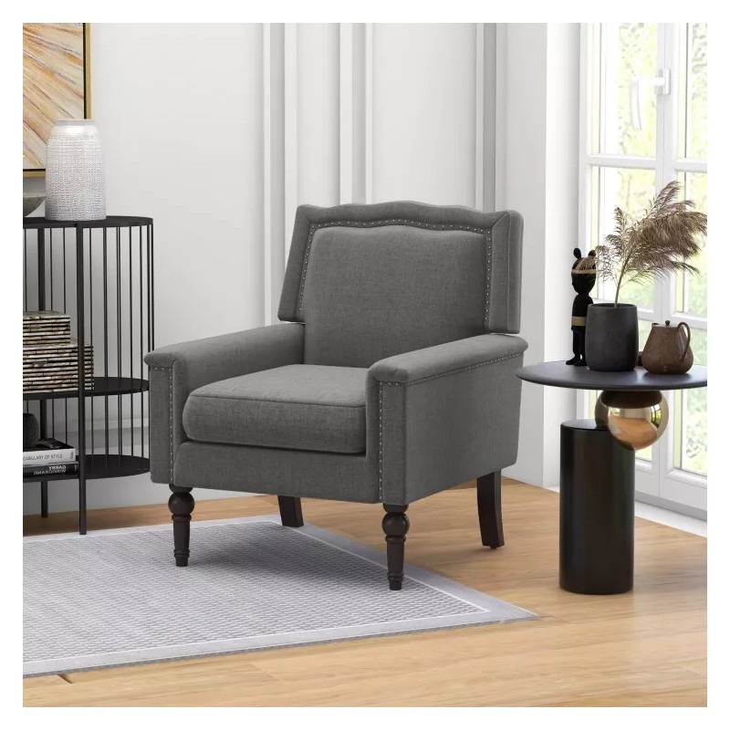 COSTWAY Modern Armchair Upholstered Living Room Chair w/Ergonomic Backrest and