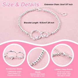 Mikovivi Sister Gifts, Silver Interlocking 2 Circles Bracelet Big Sister Little Sister Bracelet Trendy Charm Bracelet for Women Jewelry for Birthday Christmas Graduation Friendship Gifts Ideas