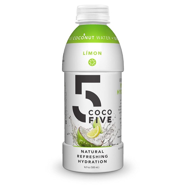 COCO5 Clean Sports Hydration Limon Flavor | 100% Natural | 50% Less Sugar | Nothing Artificial | Non-GMO | Gluten Free | Developed by Pro Trainers for Pro Athletes | 16.9 OZ (Pack - 12)