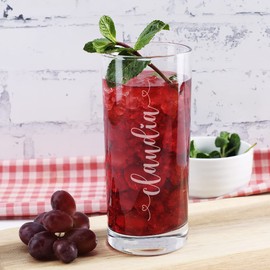 Herz & Heim® Modern drinking glass with name engraving name with hearts