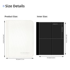 Archivalpro Premium Trading Card Collection Leather Binder, Holds 160 Cards,Card Holder Album with double side 4 Pocket/Page, 20 Pages(White)