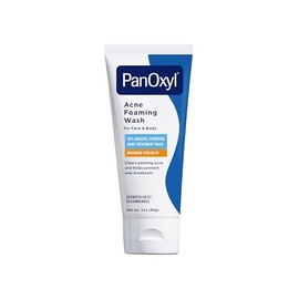 PanOxyl Acne Foaming Wash for face & body Benzoyl Peroxide 10% Maximum Strength Antimicrobial, 3 oz. - Travel Size