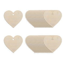 20Pcs 5" Wooden Hearts for Crafts, Wood Predrilled Hearts Cutout Slices, DIY Unfinished Wooden Ornaments Embellishments, Heart Sign TGA for Valentine's Day, Birthday, Party, Wedding Guest Book Decor