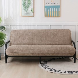 OctoRose Twin Size 3 Side Zipper Upholstery Thick Linen Camel Futon Cover Sofa DayBed Mattress Slipcover Couch Protector (Linen-Camel, Twin Size)