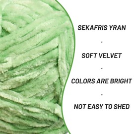 Fuzzy Chenille Yarn for Crocheting,Velvet Baby Blanket Yarn for Crocheting,Soft Plush Yarn for Hand Knitting,(100 g/131yds) Fluffy Amigurumi Crochet Yarn (Light Green)