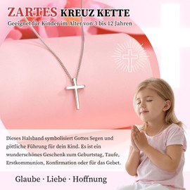 Communion Gifts for Girls Cross Chain - Real Silver Necklace with Cross Pendant, Cross Chain 925 Sterling Silver Christening Confirmation Birth First Communion Confirmation Christening Gift for Girls