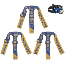 M METERXITY 3-Pack Headlamp Strap Replacement Headband, High Elastic Headlamp Adjustable Bicycles Head Band Belt for Flashlight Camping Riding [Dark Yellow，Blue, 1.65"/42mm]