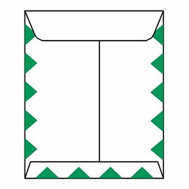Open End First Class Catalog Envelopes, 9-1/2" x 12-1/2", 28#, 1st Class Green Diamond Border, White Kraft, "First Class Mail" on Face