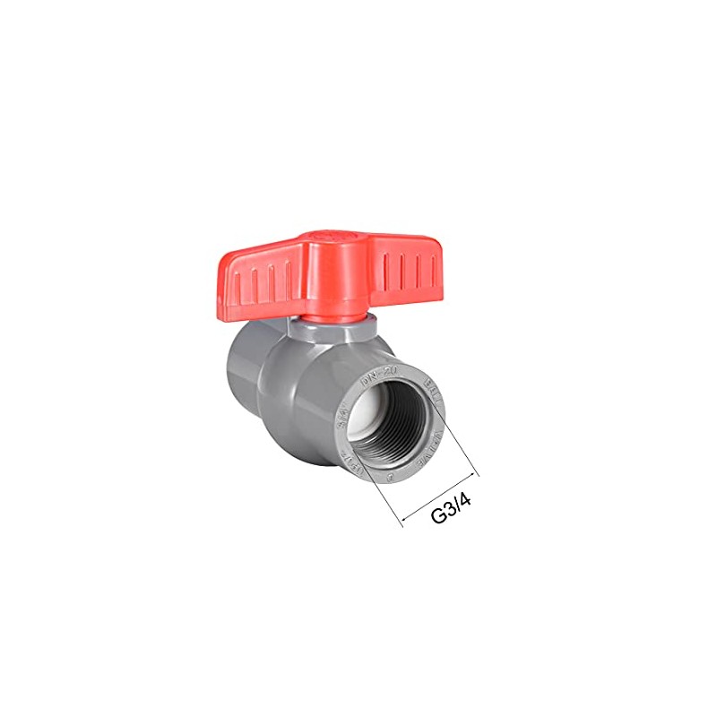 sourcing map PVC Ball Valve Water Pipe Threaded End G3/4