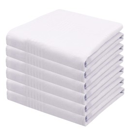 Qtuie Men's Fabric Handkerchiefs, Cotton Handkerchiefs, White, 40 x 40 cm, Handkerchief, White for Men and Women, Pack of 6