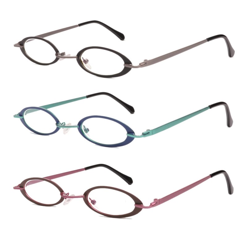 [Henghao] 老眼鏡 ブルーライトカット レトロ メタルフレーム 軽量老眼鏡 おしゃれリーディンググラス シニアグラス H6018 (ブラック,