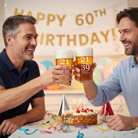 60th Birthday Gifts For Men Women – Funny 60th Birthday Beer Glass 16oz