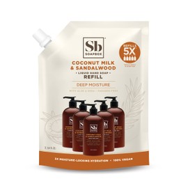 Soapbox Liquid Hand Soap Refill, Coconut Milk & Sandalwood, Vegan, Paraben Free, Moisturizing, Natural Hand Wash for Kitchen and Bathroom, 64oz Half Gallon Refill (Pack of 1)