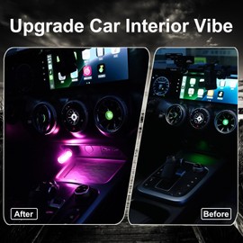 Hiseanllo 3PCS USB Car Interior Lights, Plug-in Glass Bottle Ambient Lamps for Cars, Portable Atmosphere Night Light, Universal Auto Interior Accessories (Pink)