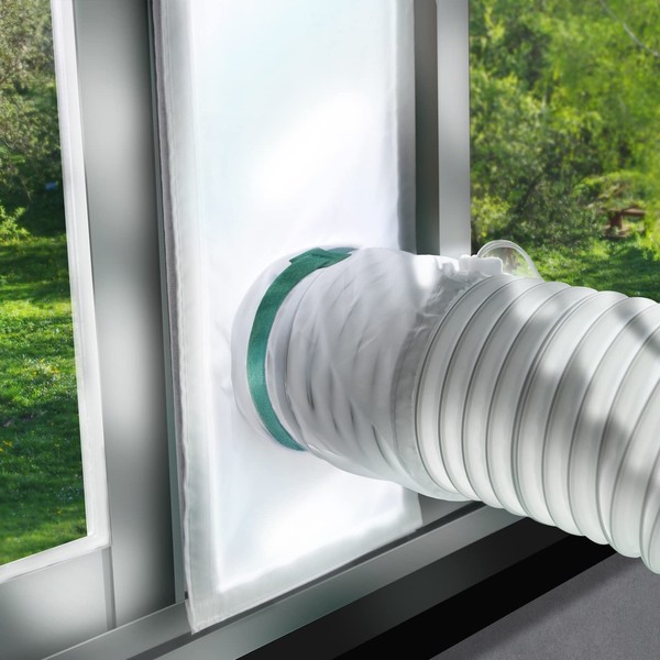 MAINICHI - Sello de ventana para aire acondicionado portátil, kit de ventana de CA portátil, 25 x 56 – 92 cm, longitud ajustable, kit de ventilación de CA fácil de instalar, para secadora con cierre de cordón impermeable
