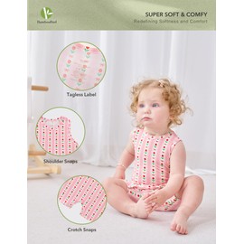 BambooBud Baby Boy Girl Romper Toddler Infant Boys Girls Sleeveless Jumpsuit Clothes Snap Onepiece Outfit Bamboo Viscose, Small Flower, 0-3Months