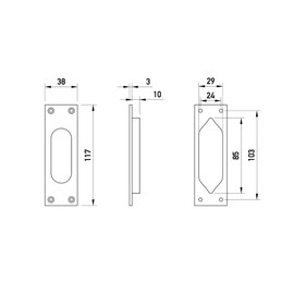 Beschläge Hamburg Bauhaus SM 216-970 MPC Sliding Door Fitting for Sliding Doors with Handle Shell, Polished Chrome, Pack of 1