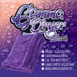 Nuke Guys Car Drying Cloth Extremely Absorbent and Gentle on Paint, Gamma Dryer L 40 x 60 cm, Purple, 1400 GSM Microfibre Cloth for Efficient Drying After Car Washing, Microfibre Cloth