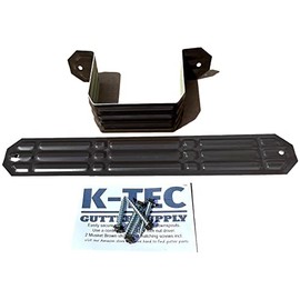 K-TEC (2 Pack) Downspout Strap for 2 inch x 3 inch Aluminum Rain Gutter - Leader Pipe Adapter with Color Matched Screws. Musket Brown Set of 2 for 1 Downspout.