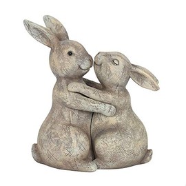 Charming Brown Bunny Couple Ornament - 11.5x9cm Centimetres - Showcase Love & Embrace Design