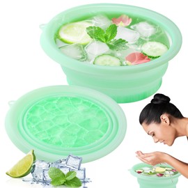 Arflimar Face Bowl for Ice with Built-in Icetray, Portable Foldable Silicone Ice Facial Bowl, for Home Ice Bath Facial Plunge Bowl, Green