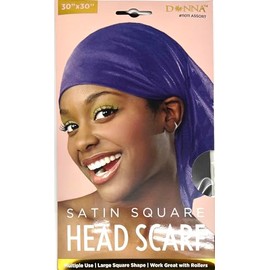 DONNA 30"x30" Satin Head Scarf - Edge Control Hair Bonnet for Sleeping, Luxurious Silk-Like Wrap, BROWN COLOR 1PC
