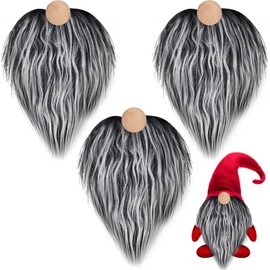 3 Pcs Pre-Cut Christmas Gnome Beard Faux Fur Fabric Handmade Small Unfinished Wooden Balls for Gnome Nose and DIY Xmas Party Cosplay(3.5 x 3.5 x 5 Inches,Grey and White Gradient)