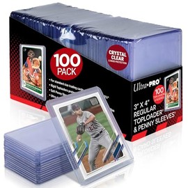 Ultra PRO - Cargadores superiores regulares transparentes de 3 x 4 pulgadas para tarjetas de béisbol, paquete de tarjetas, tamaño estándar, 100 unidad