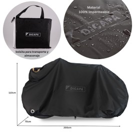DICAPA Bike Cover, Protective Cover for Outdoor Waterproof Bicycle 200 x 70 x 110 cm with Handles, Anti-theft Holes and Adjustable Closure, Waterproof and Durable Material.