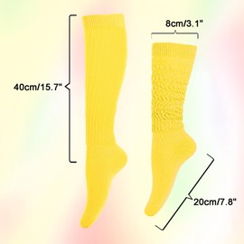 Gvhntk Slouch Socks Women 80s 90s Scrunch Socks Extra Long Slouchy Sock Knee High Sock(Yellow)