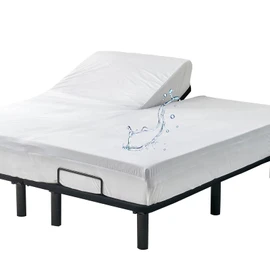 Kingnex Waterproof Split Top King Mattress Protector for Adjustable Bed with Upper Flex 32-34 from Head Ultra Soft Bamboo Viscose Jersey Noiseless Fitted Mattress Cover
