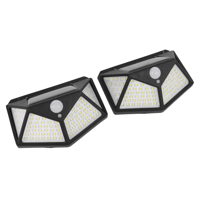 2 Pcs Solar Motion Sensor Light 4 Sided 100 LEDs