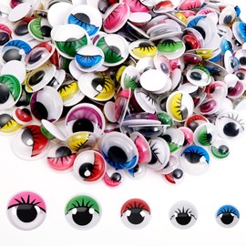 TOAOB 500pcs Googly Eyes Self Adhesive for Crafts 6mm to 15mm Wiggle Eyes with Eyelashes Assorted Colors and Size Craft Sticker Eyes for DIY Arts Scrapbooking Decoration