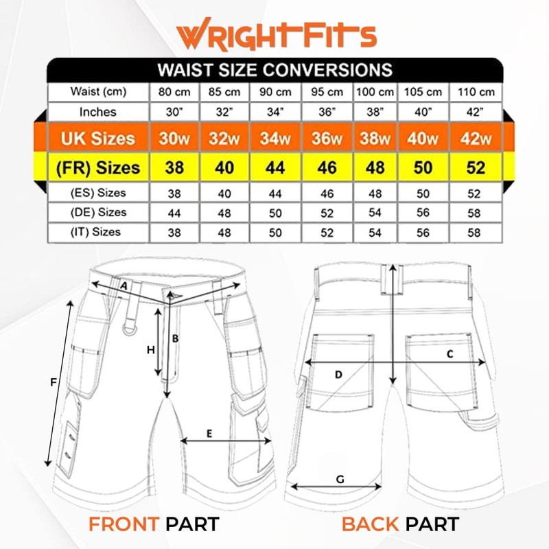 WrightFits Men Holster Work Shorts - Heavy Duty Safety Combat