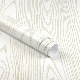 Jeweluck Gold Wood Contact Paper - Peel & Stick Wallpaper, 17.7"x118.1", Gold & White Wood Grain, Removable, Self-Adhesive, Decorative for Cabinets