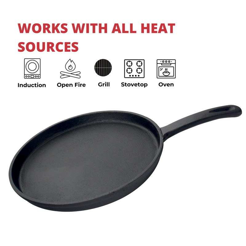 Jim Beam 10.5" Pre Seasoned Cast Iron Skillet for Grill,