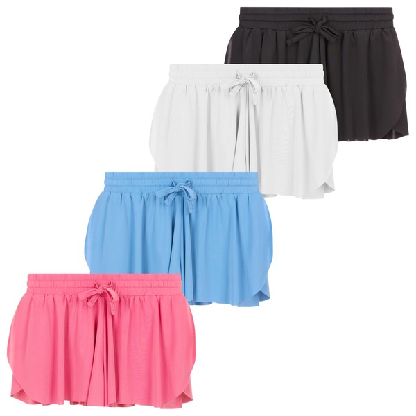 Girls 4 Pack Butterfly Shorts Lightweight Flowing Athletic Shorts with