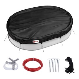 iBirdie Winter Pool Cover fit 14' x 30', 15' x 31' Above Ground Oval Pools, Fade-Resistant Tear-Resistant Waterproof and Weatherproof for Outdoor Protection, Black, Fabric 500D