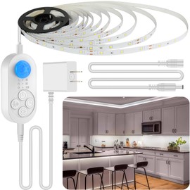 orgaror Motion Sensor LED Light Strip, Plug-in Under Cabinet Lights with Dimmer, Delay Timer for Kitchen Cabinet, Pantry, Laundry, Bedroom, Stairway