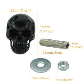 Arenbel Skull License Plate Bolts Car Frame Screws Tag Fasteners Kit Fit Vehicles Motorcycle Trucks SUV, 4Pcs Black
