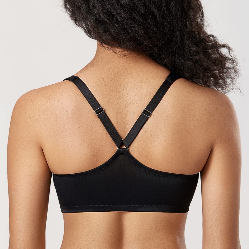 Delimira Women's Front-Fastening Full-Cup Plunge Racerback Bra with Underwiring and
