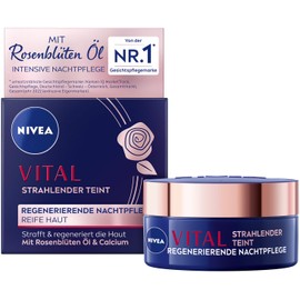 NIVEA Vital Radiant Complexion Regenerating Night Cream for Mature Skin, Face Care for Firmer and Regenerated Skin, Night Cream with Rose Petals Oil, Calcium and Creatine (50 ml)